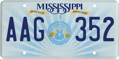 MS license plate AAG352