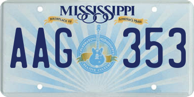 MS license plate AAG353