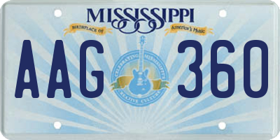 MS license plate AAG360