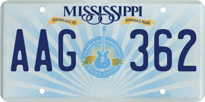 MS license plate AAG362