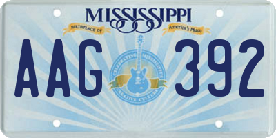 MS license plate AAG392