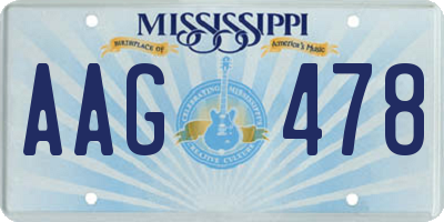 MS license plate AAG478