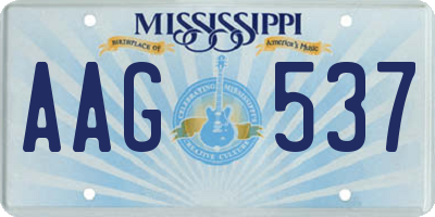 MS license plate AAG537