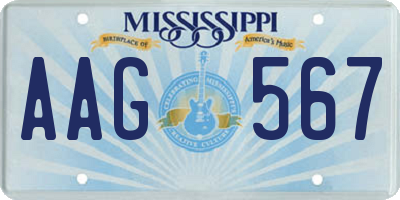 MS license plate AAG567