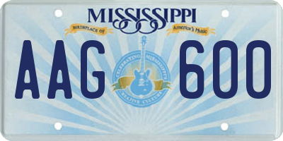 MS license plate AAG600