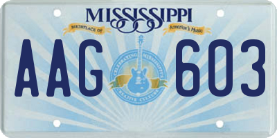 MS license plate AAG603