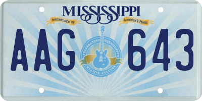 MS license plate AAG643