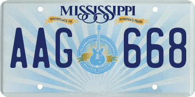 MS license plate AAG668