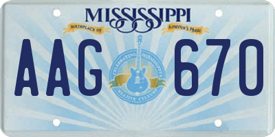 MS license plate AAG670