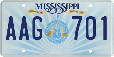 MS license plate AAG701