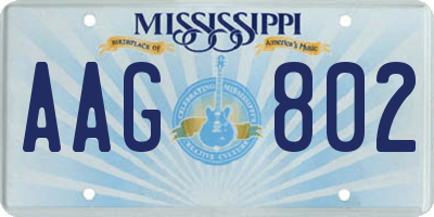 MS license plate AAG802