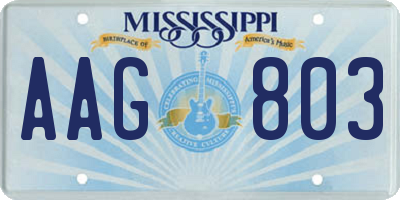 MS license plate AAG803