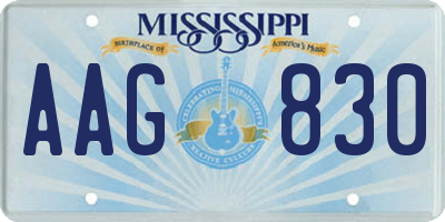 MS license plate AAG830