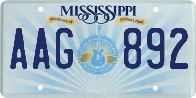 MS license plate AAG892