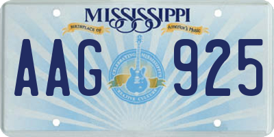 MS license plate AAG925