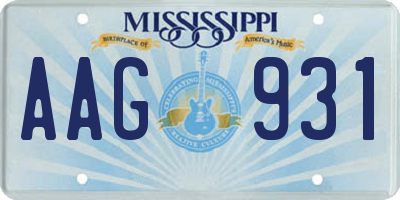 MS license plate AAG931