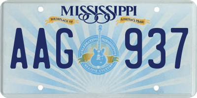 MS license plate AAG937