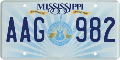 MS license plate AAG982