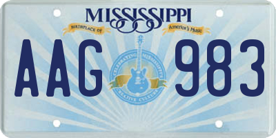 MS license plate AAG983