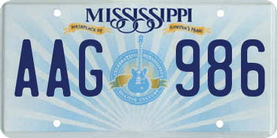 MS license plate AAG986