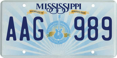 MS license plate AAG989