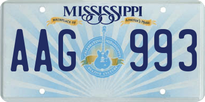 MS license plate AAG993