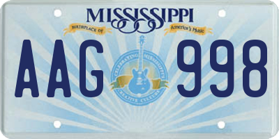 MS license plate AAG998