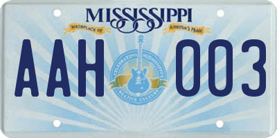 MS license plate AAH003