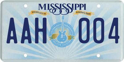 MS license plate AAH004