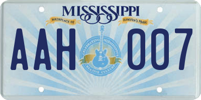 MS license plate AAH007