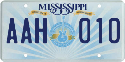 MS license plate AAH010