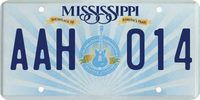 MS license plate AAH014