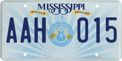 MS license plate AAH015