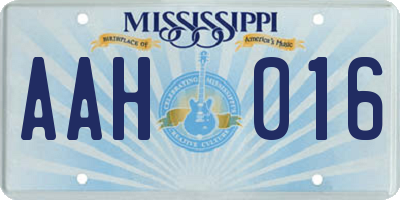 MS license plate AAH016