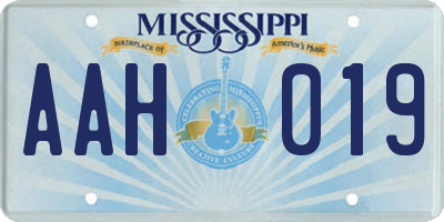 MS license plate AAH019