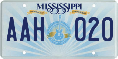 MS license plate AAH020