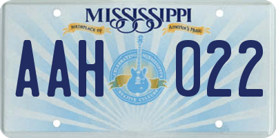 MS license plate AAH022