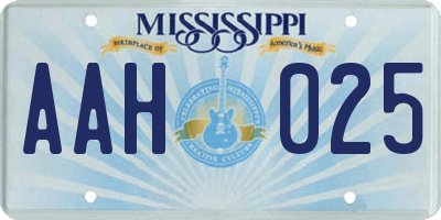 MS license plate AAH025