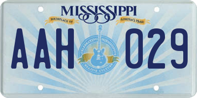 MS license plate AAH029