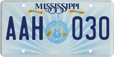 MS license plate AAH030