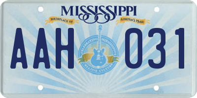 MS license plate AAH031