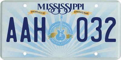 MS license plate AAH032