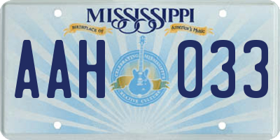 MS license plate AAH033