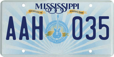 MS license plate AAH035