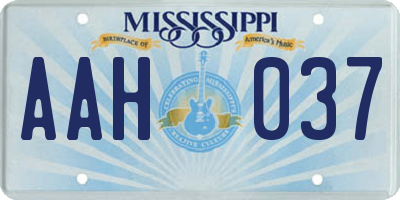 MS license plate AAH037