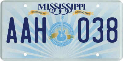 MS license plate AAH038