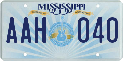 MS license plate AAH040