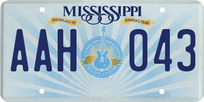 MS license plate AAH043