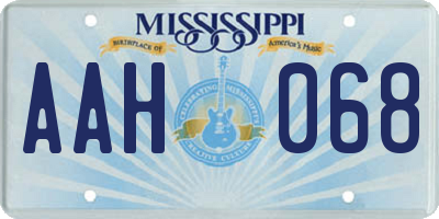 MS license plate AAH068