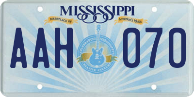 MS license plate AAH070